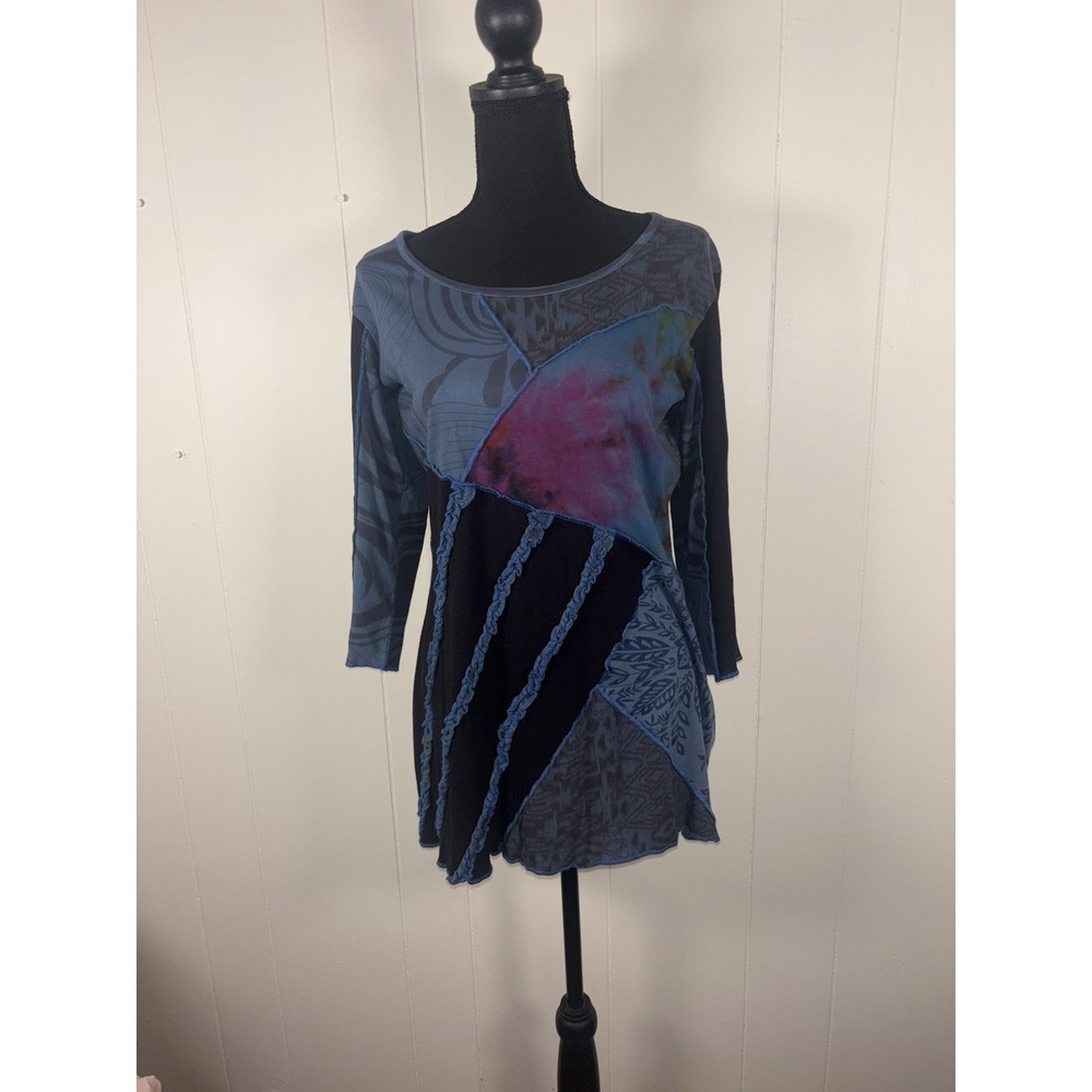 Parsley & Sage - Women's‎ S Blouse 3/4 Sleeve Patchwork Color Blocks S Tunic Fit